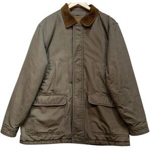 Sonoma Men's Zip Up Cardigan Jacket Long Sleeve Sz L Olive Green Corduroy Collar